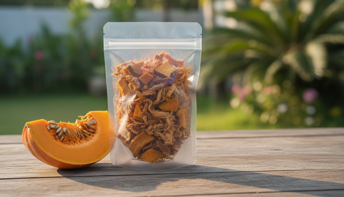 ขนมสุนัขโฮมเมด อกไก่ผสมฟักทองอบแห้ง Grain-free ไร้สารกันเสีย